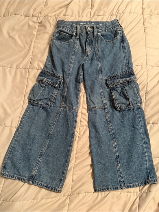 Old Navy Denim - Old Navy Girls High Rise Baggy Cargo Jeans Medium Wash Size 10